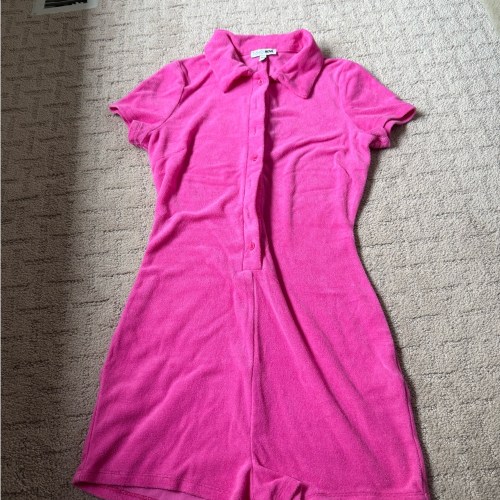 Fashion Nova Taylor Terry Cloth Bestie Romper - Pink